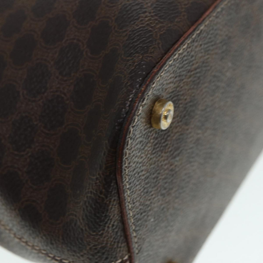Celine Macadam Canvas Hand Bag PVC Brown Auth 89285