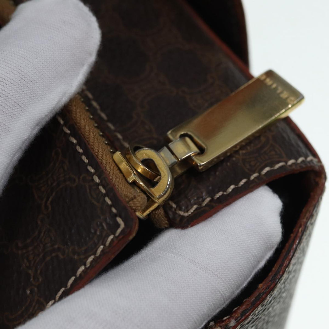 Celine Macadam Canvas Hand Bag PVC Brown Auth 89285