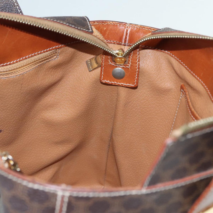 Celine Macadam Canvas Hand Bag PVC Brown Auth 89285