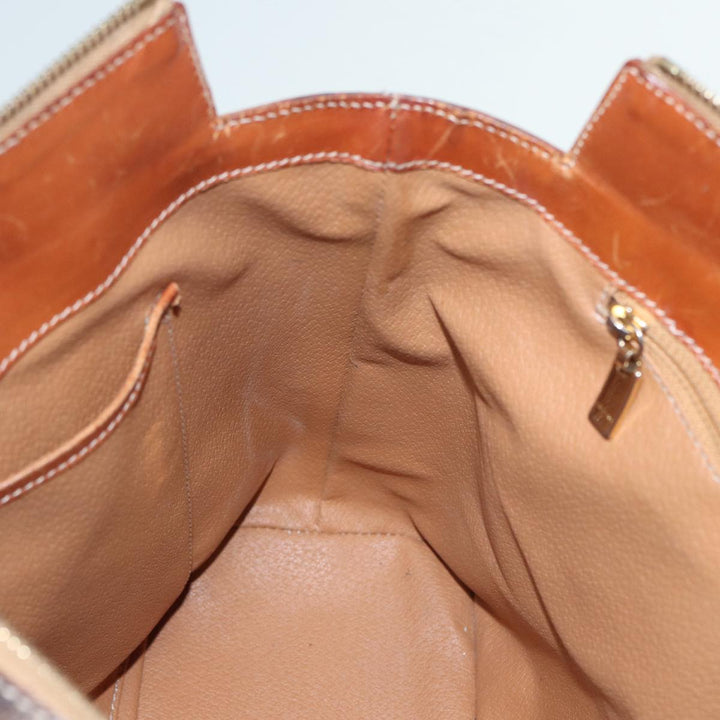 Celine Macadam Canvas Hand Bag PVC Brown Auth 89285