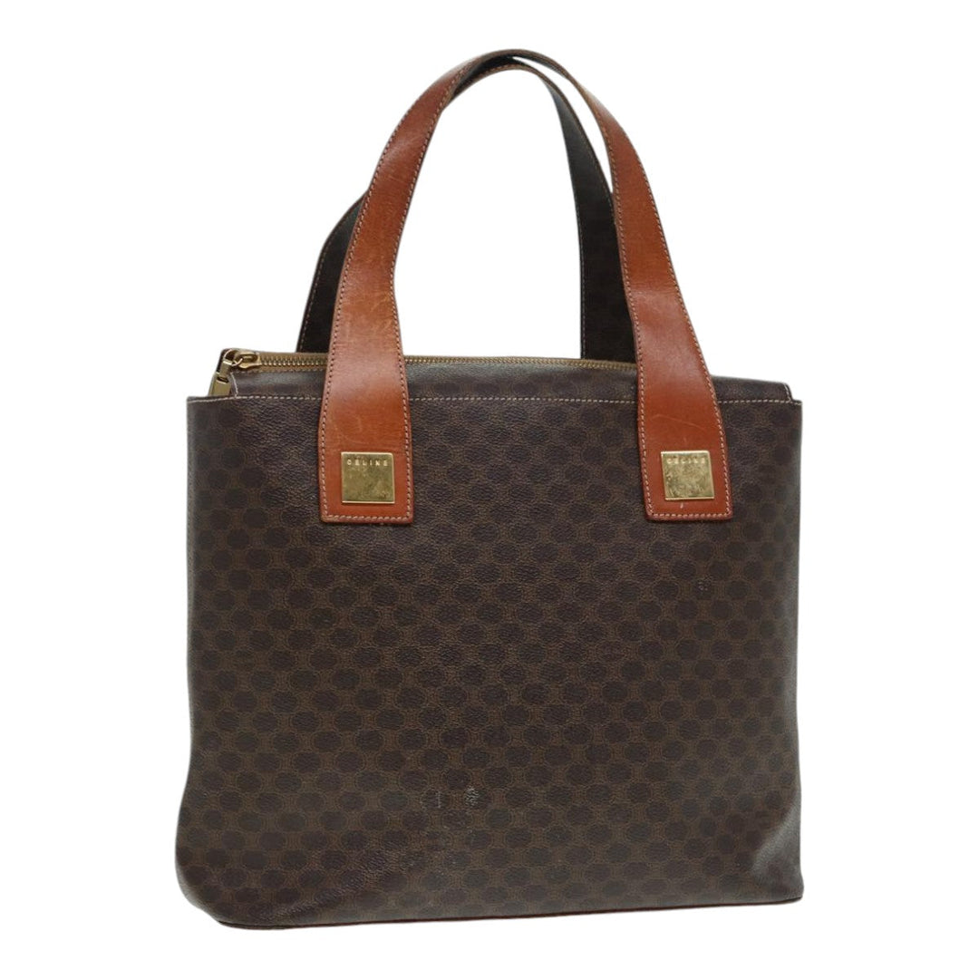 Celine Macadam Canvas Hand Bag PVC Brown Auth 89285