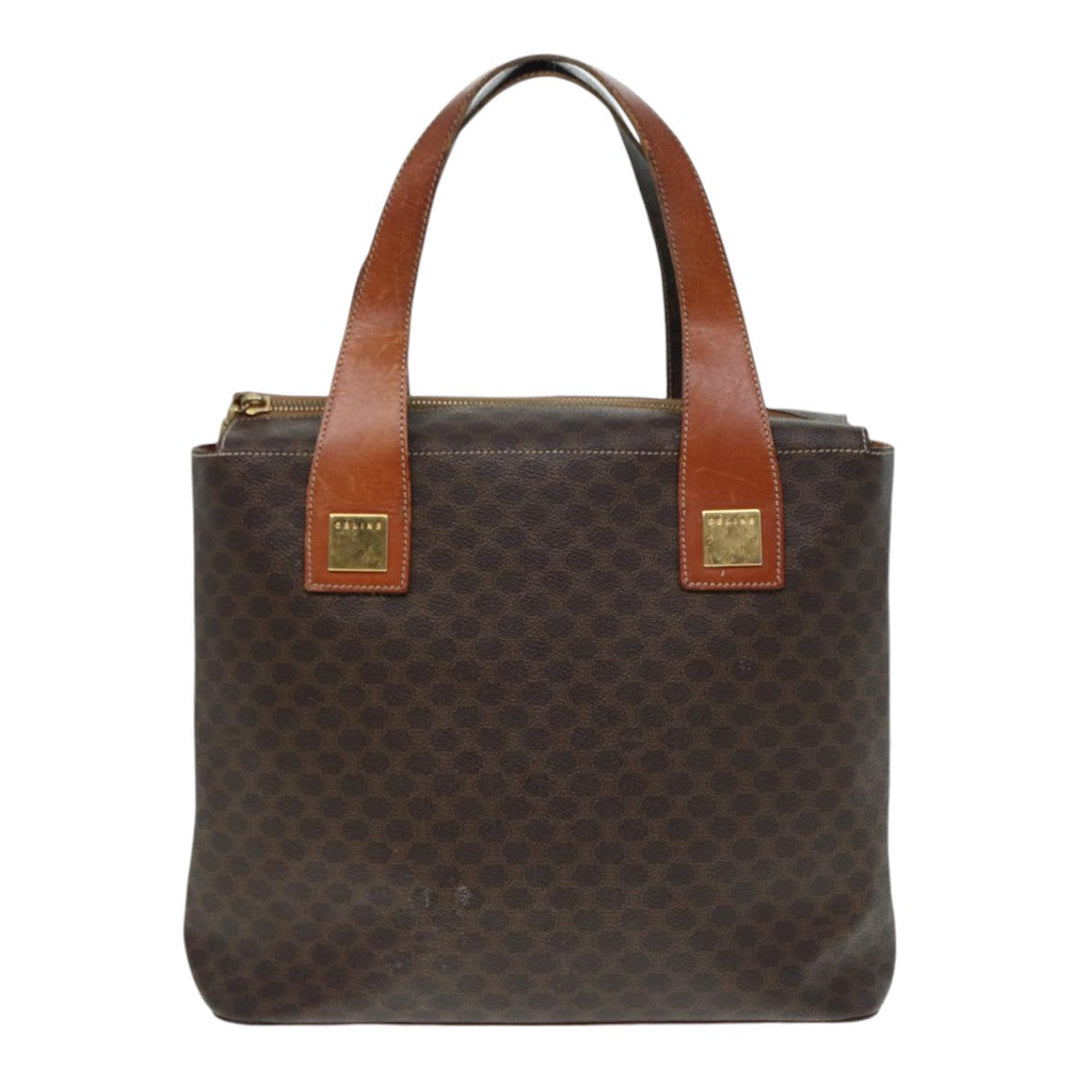 Celine Macadam Canvas Hand Bag PVC Brown Auth 89285