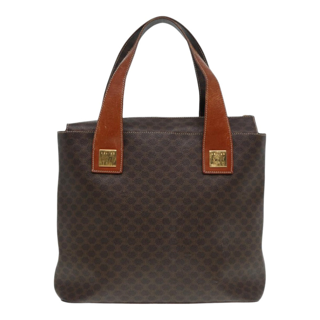 Celine Macadam Canvas Hand Bag PVC Brown Auth 89285