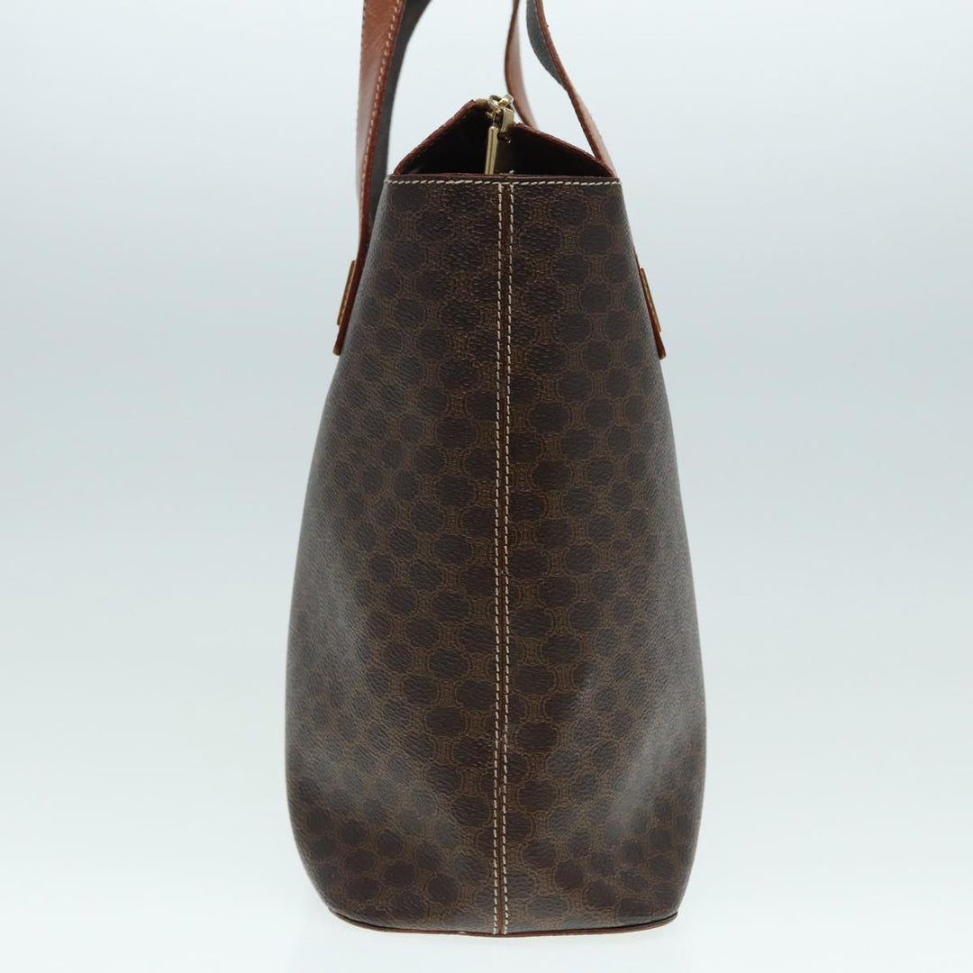 Celine Macadam Canvas Hand Bag PVC Brown Auth 89285