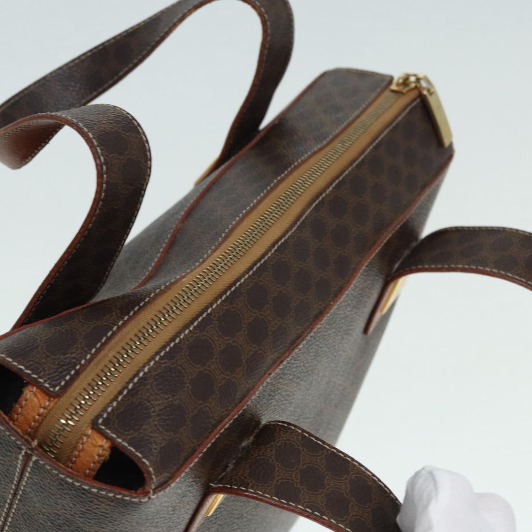 Celine Macadam Canvas Hand Bag PVC Brown Auth 89285