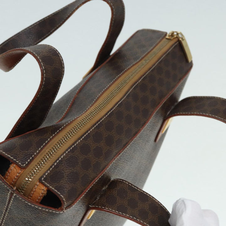 Celine Macadam Canvas Hand Bag PVC Brown Auth 89285