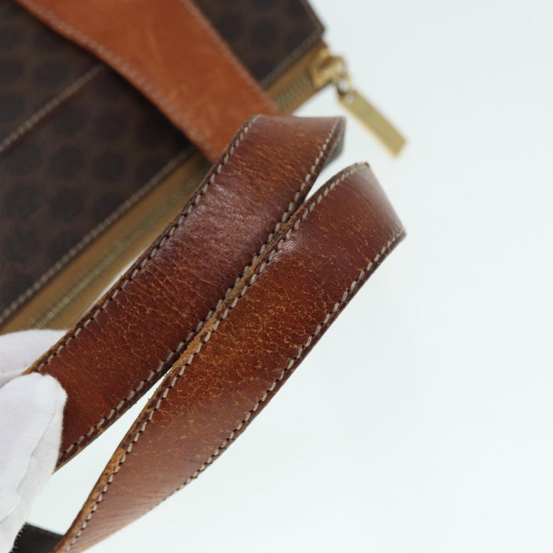 Celine Macadam Canvas Hand Bag PVC Brown Auth 89285