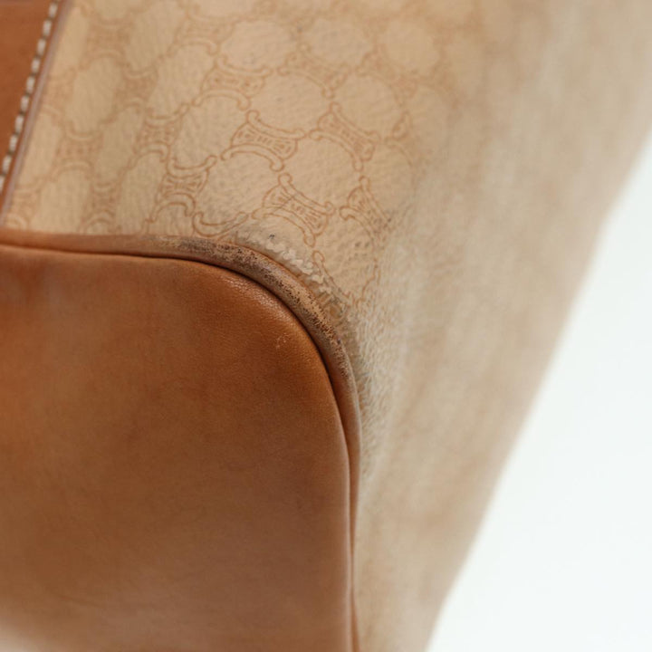 Celine Macadam Canvas Hand Bag PVC Beige Auth 89286
