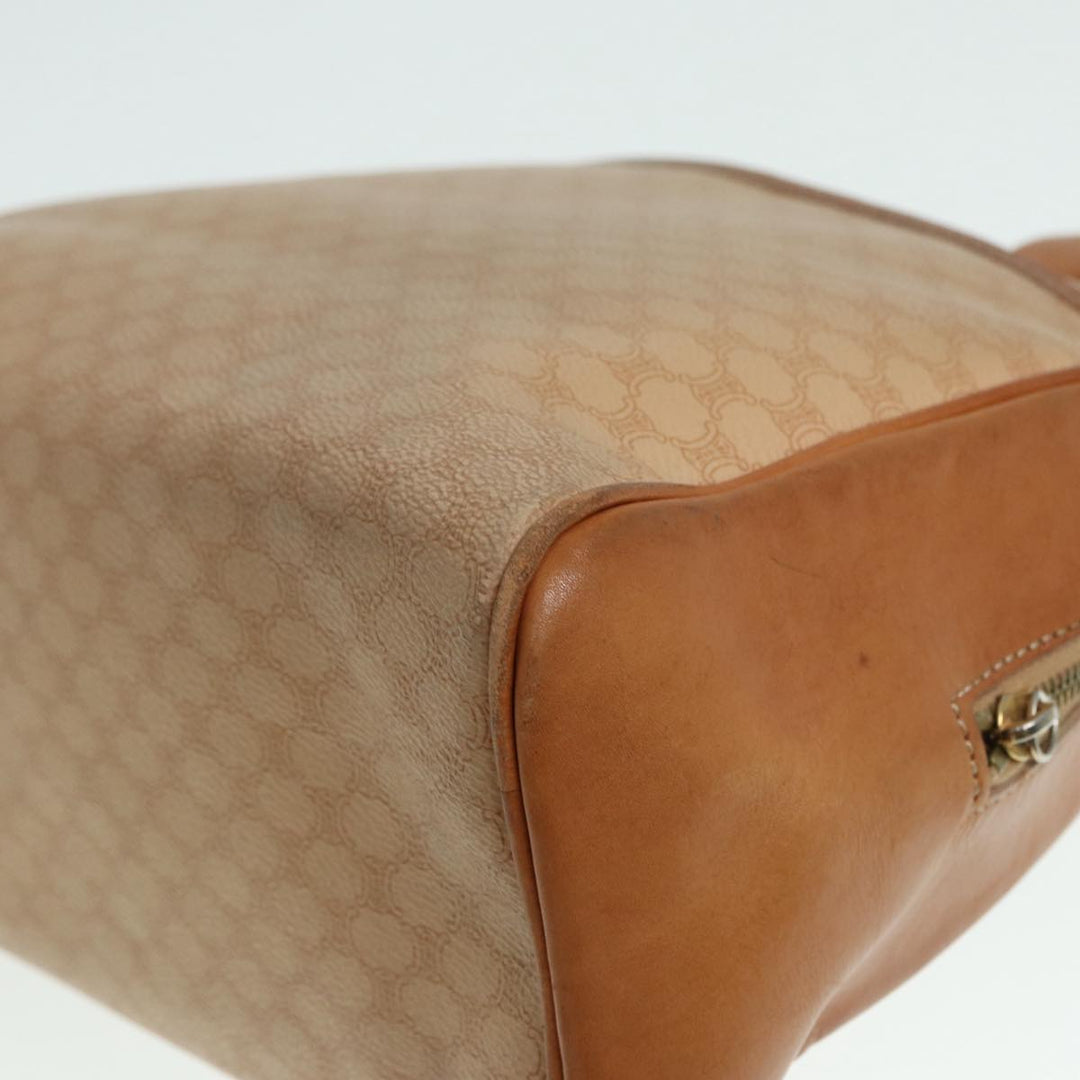 Celine Macadam Canvas Hand Bag PVC Beige Auth 89286
