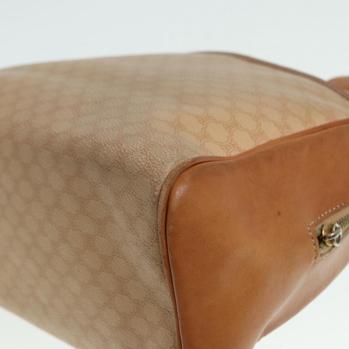 Celine Macadam Canvas Hand Bag PVC Beige Auth 89286