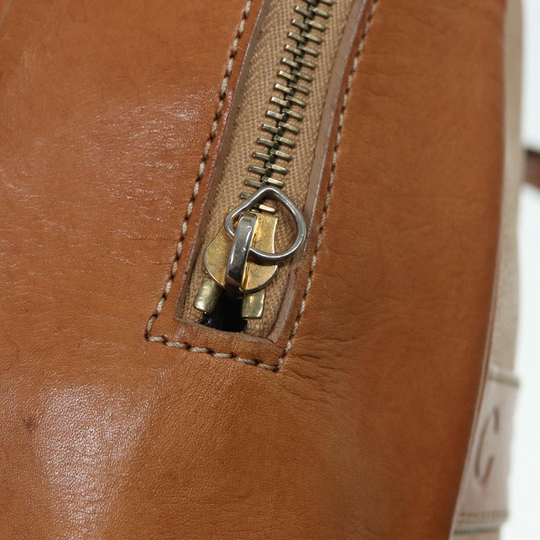 Celine Macadam Canvas Hand Bag PVC Beige Auth 89286