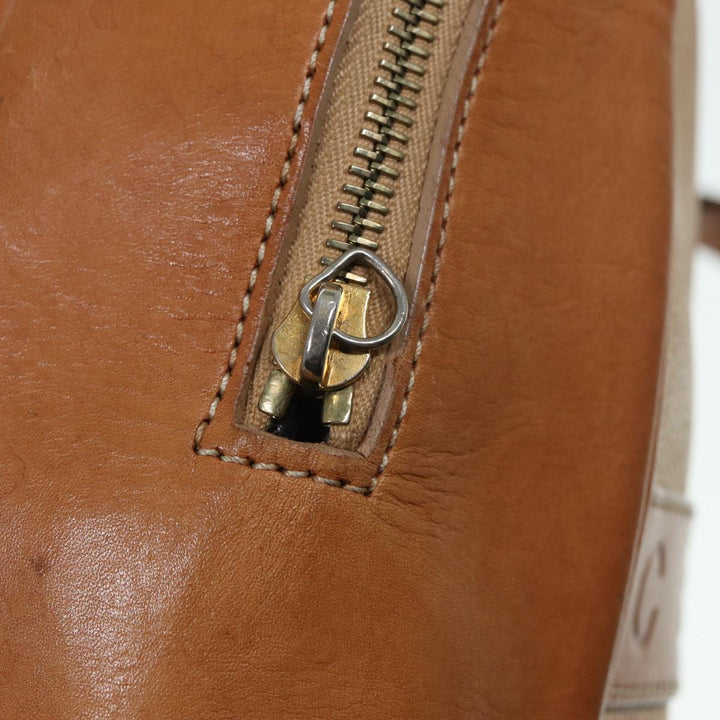 Celine Macadam Canvas Hand Bag PVC Beige Auth 89286