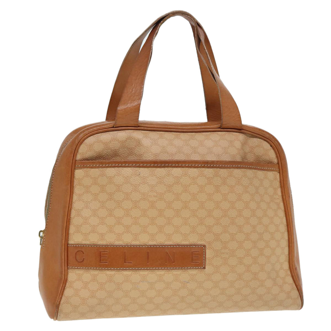 Celine Macadam Canvas Hand Bag PVC Beige Auth 89286