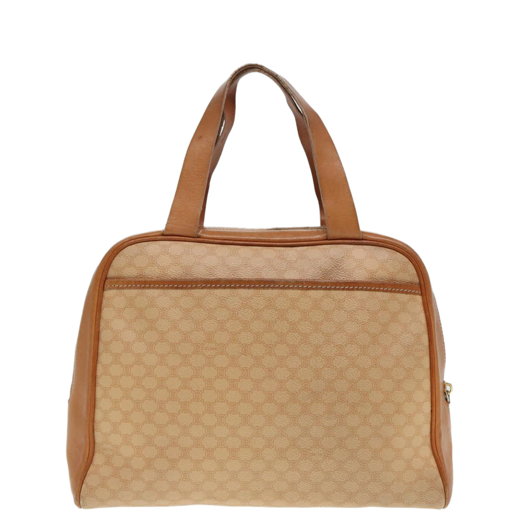 Celine Macadam Canvas Hand Bag PVC Beige Auth 89286