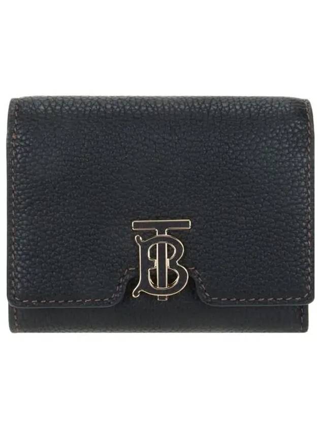 Burberry Monogram Motif Grainy Leather Folding Wallet Black