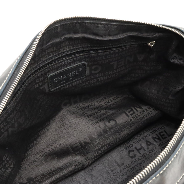 Top Quality Chanel Logo Handbags Mini Boston Cotton Leather Natural Black Black Silver Gold  Blumin