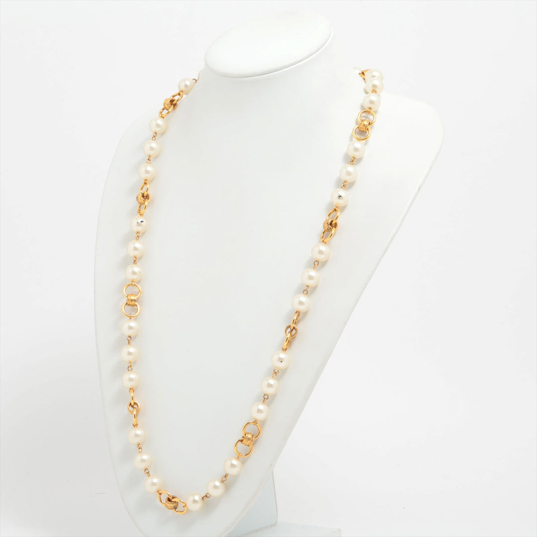 Top Quality Chanel Coco 95A Necklace GP   Pearl Gold