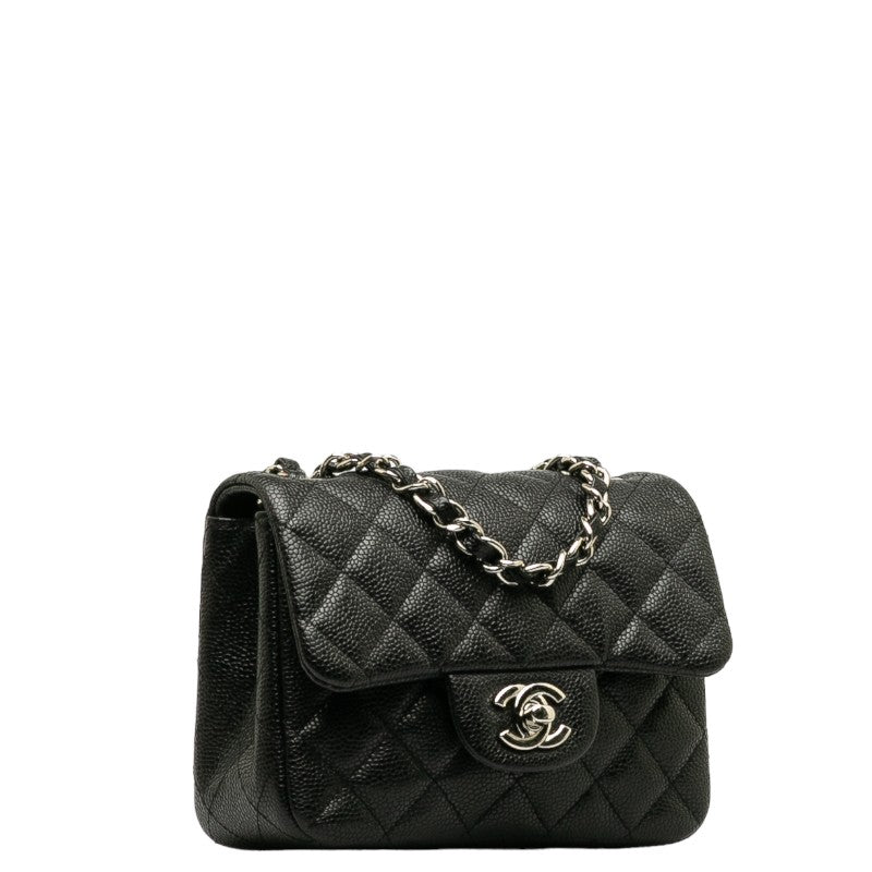 Top Quality Chanel Top Quality Chanel Mini Mattress Shoulder Bag Caviar Skin Black Silver