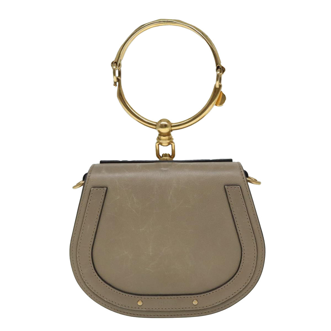 Chloe Nile Hand Bag Leather 2way Brown Gold 89735