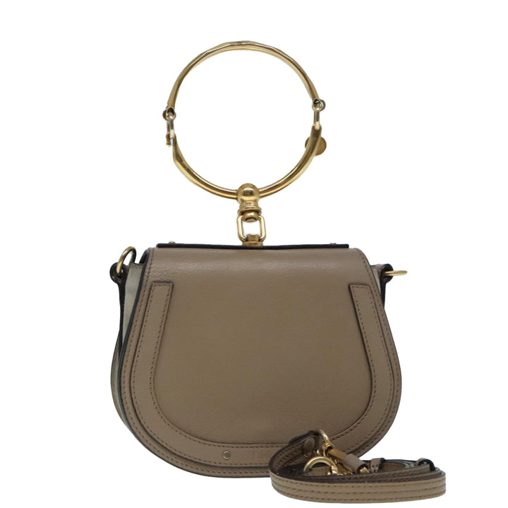 Chloe Nile Hand Bag Leather 2way Brown Gold 89736