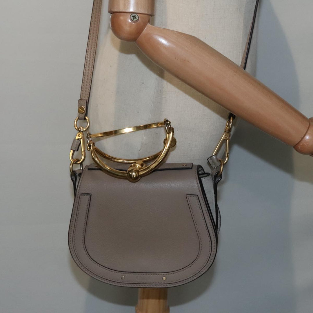 Chloe Nile Hand Bag Leather 2way Brown Gold 89736