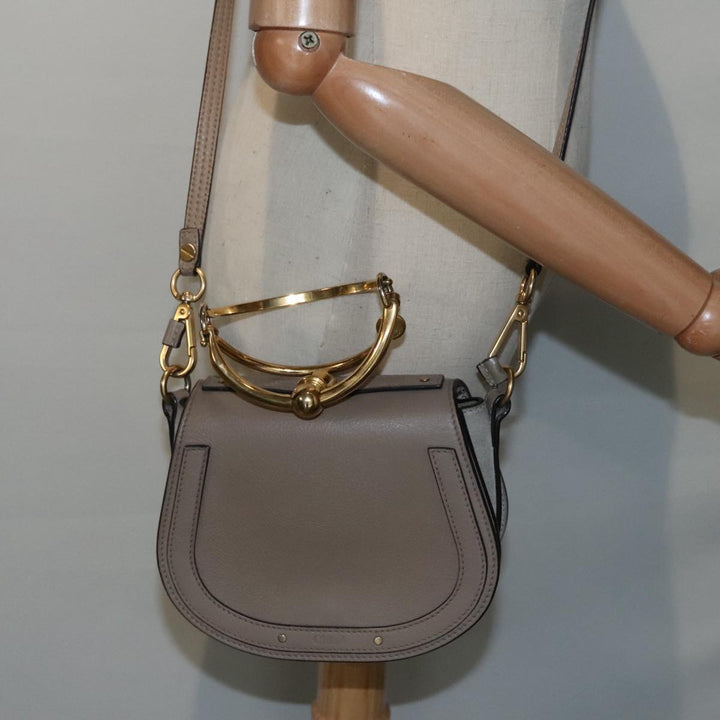 Chloe Nile Hand Bag Leather 2way Brown Gold 89736