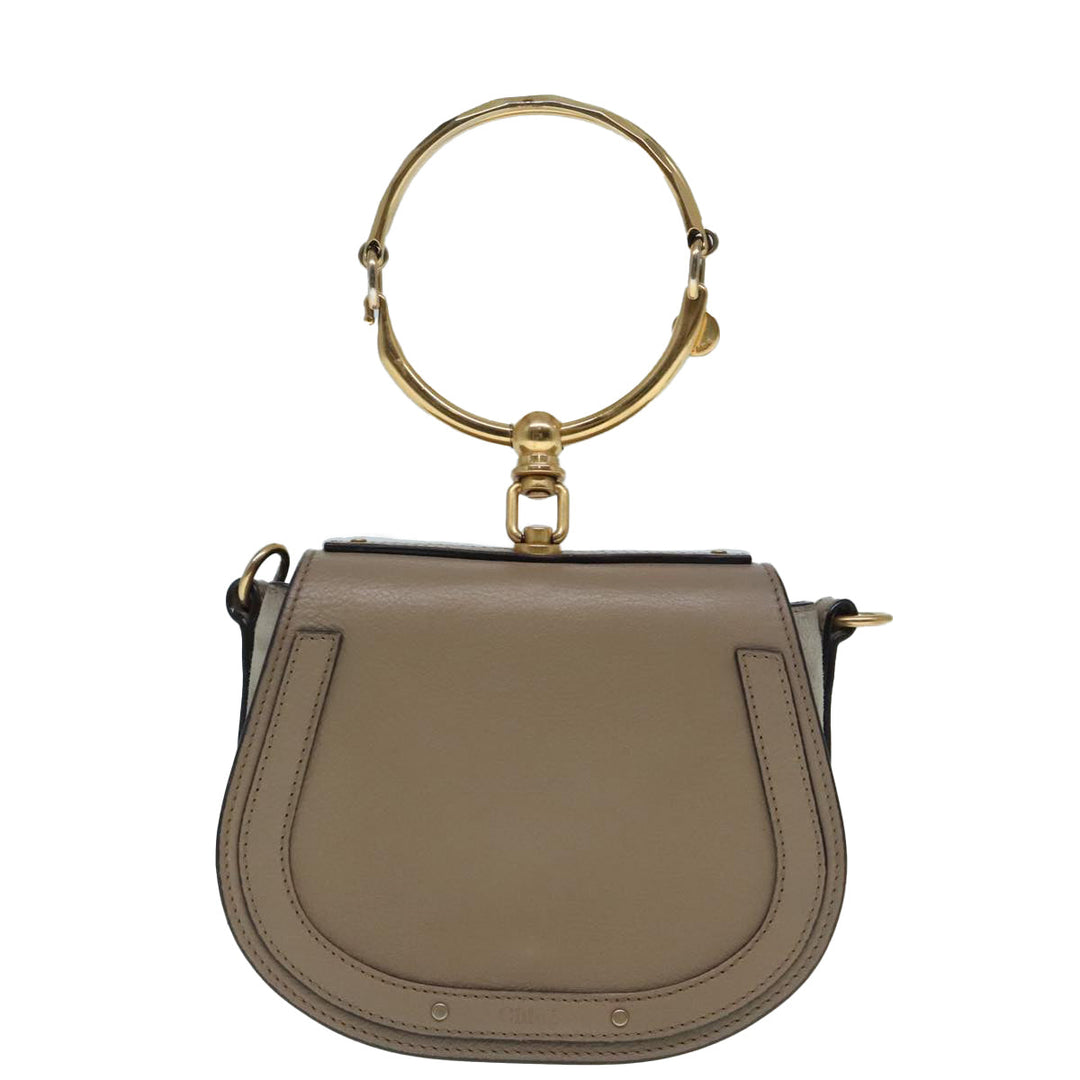 Chloe Nile Hand Bag Leather 2way Brown Gold 89736