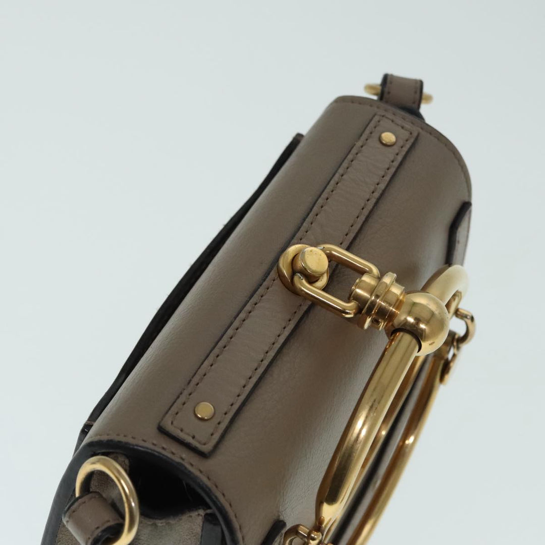 Chloe Nile Hand Bag Leather 2way Brown Gold 89736
