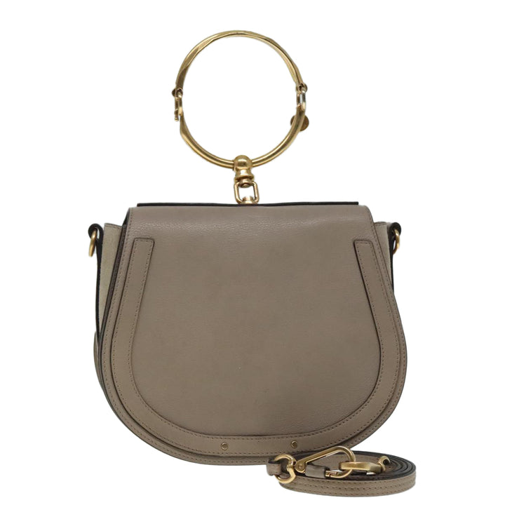 Chloe Nile Hand Bag Leather 2way Brown Gold 89737