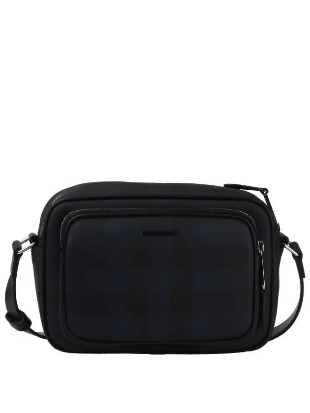 Burberry Logo Plaque Paddy Check Pattern Messenger Bag Navy