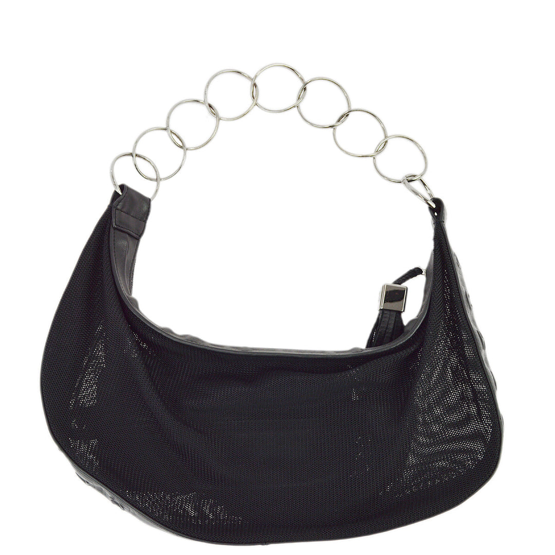 Top Quality Chanel Black Canvas Fringe Mesh Shoulder Bag
