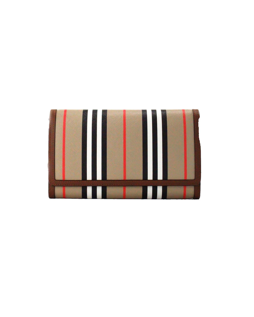 Burberry Icon Stripe Leather Wallet Crossbody Bag with Adjustable Strap and Multiple Compartments