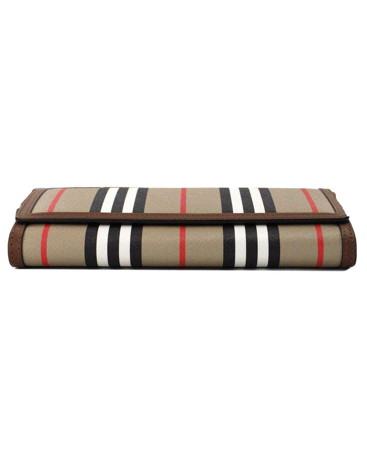 Burberry Icon Stripe Leather Wallet Crossbody Bag with Adjustable Strap and Multiple Compartments