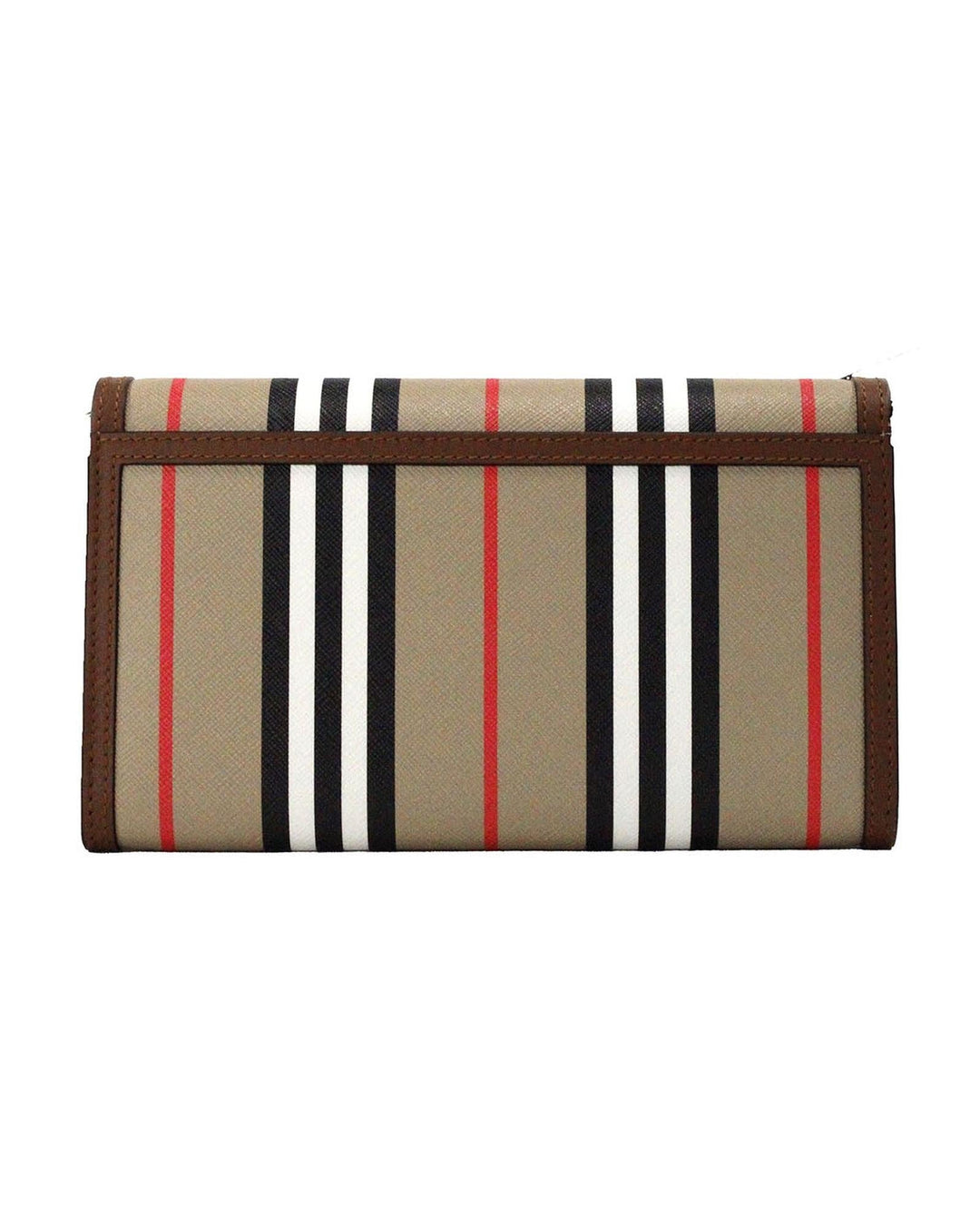 Burberry Icon Stripe Leather Wallet Crossbody Bag with Adjustable Strap and Multiple Compartments