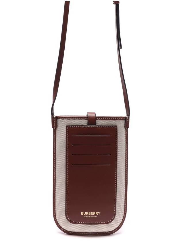 Burberry TB Logo Canvas Leather Phone Holder Mini Bag White
