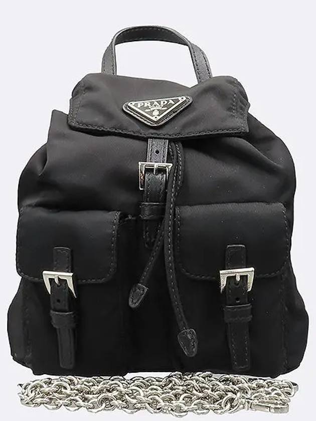 1BH029 Black color Re nylon mini backpack chain cross bag