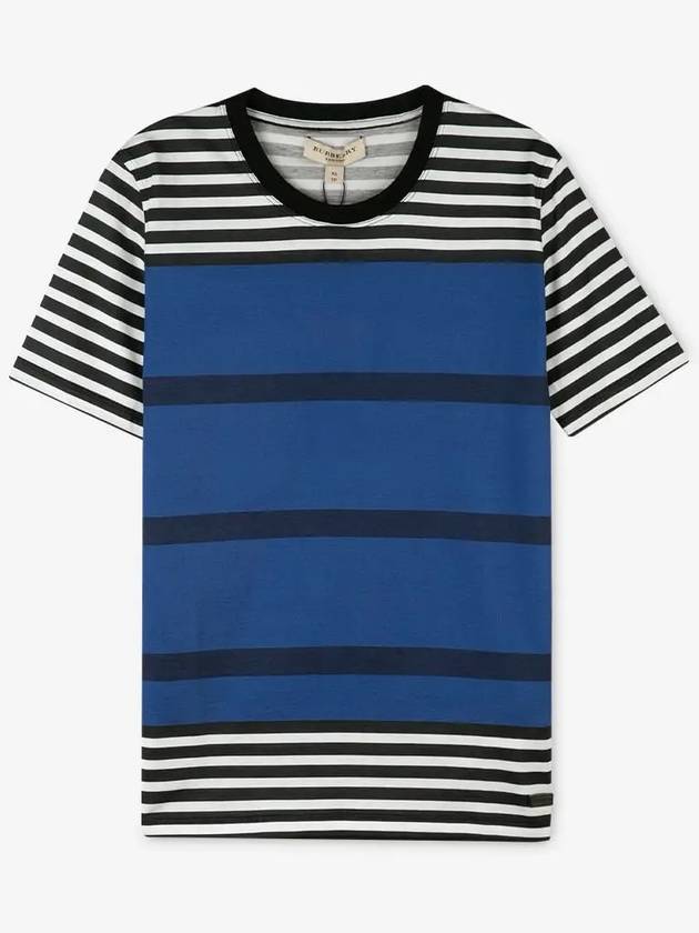 Burberry Men's Striped Short Sleeve T-Shirt Blue