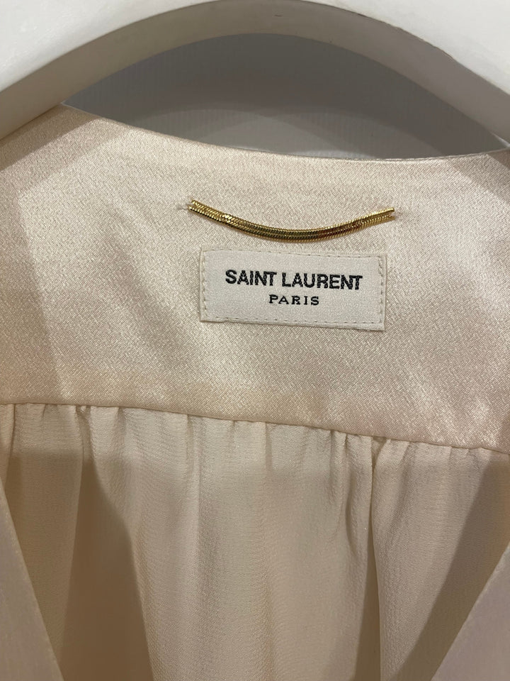 Saint Laurent Cream Silk Long Sleeve Blouse Size FR 42 (UK 14)