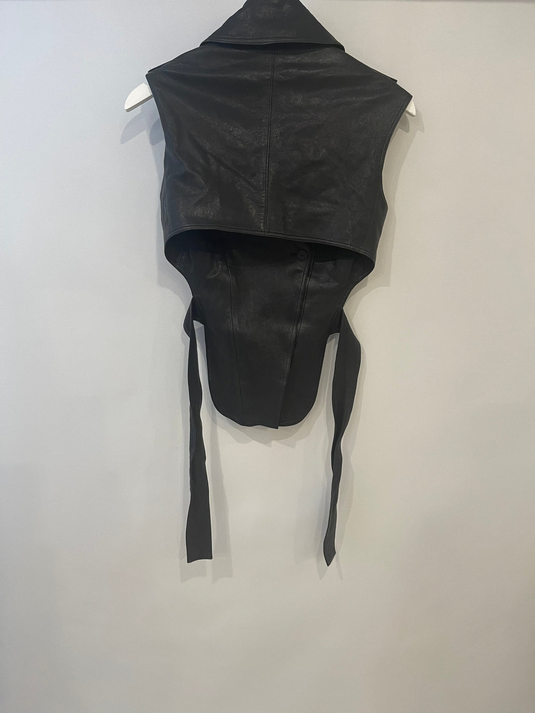 Top Quality Chanel 12P Black Asymmetric Lambskin Leather Gilet with Belt Size FR 36 (UK 8) RRP ¬£5,500