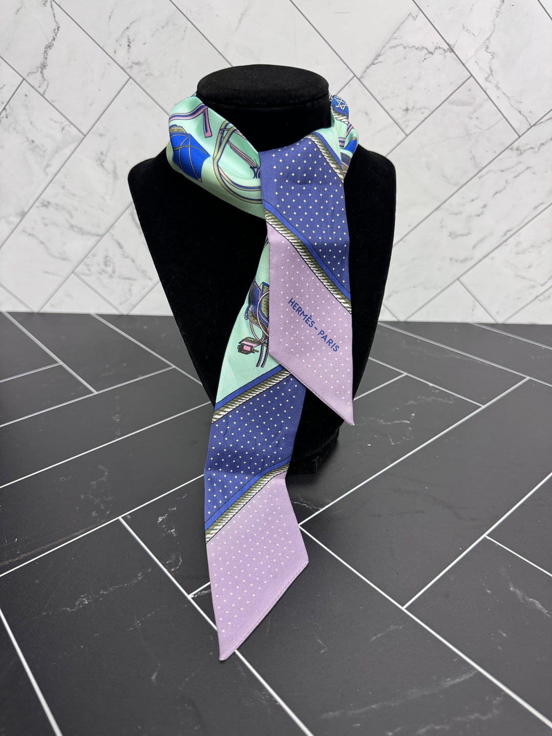 Hermes Blue Silk Twilly