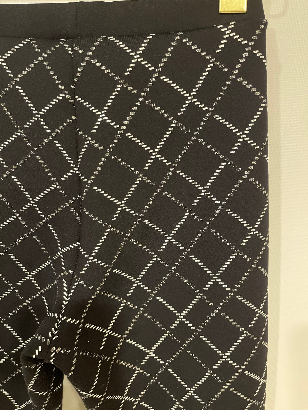 Top Quality Chanel Black Leggings with Silver Quilted Details Size FR 34 (UK 6)
