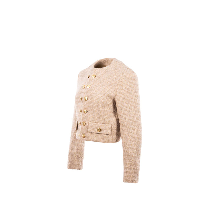 Top Quality Celine size 34 Chasseur Jacket in Braided Boucle Tweed Corde beige