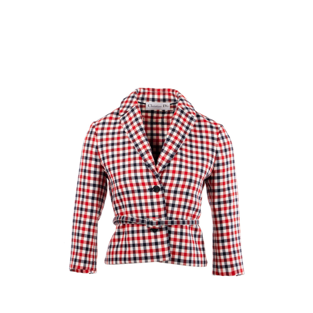Top quality Dior size 34 Plaid Patterns jacket virgin wool Red/multicolour