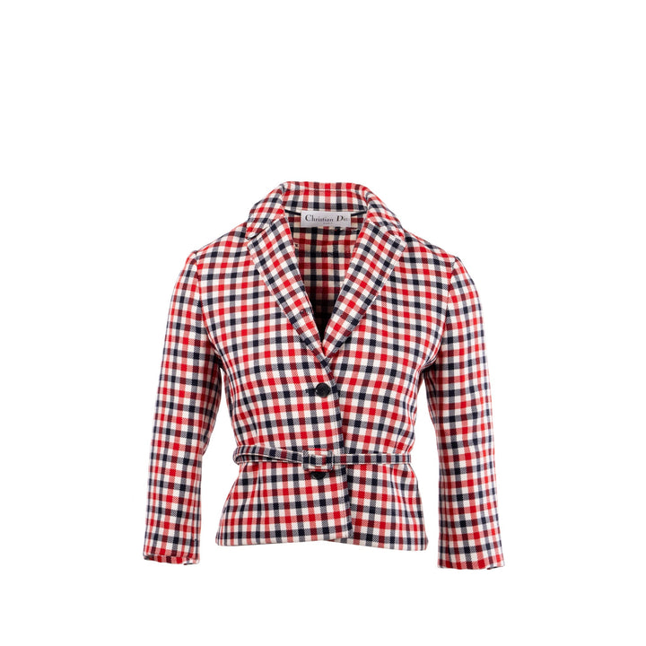 Top quality Dior size 34 Plaid Patterns jacket virgin wool Red/multicolour