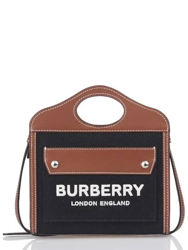 Burberry Micro Two-tone Canvas and Leather Tote Bag Black