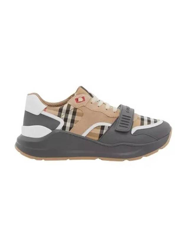 Top Quality Burberry Vintage Check Suede Leather Sneakers Grey Archive Beige