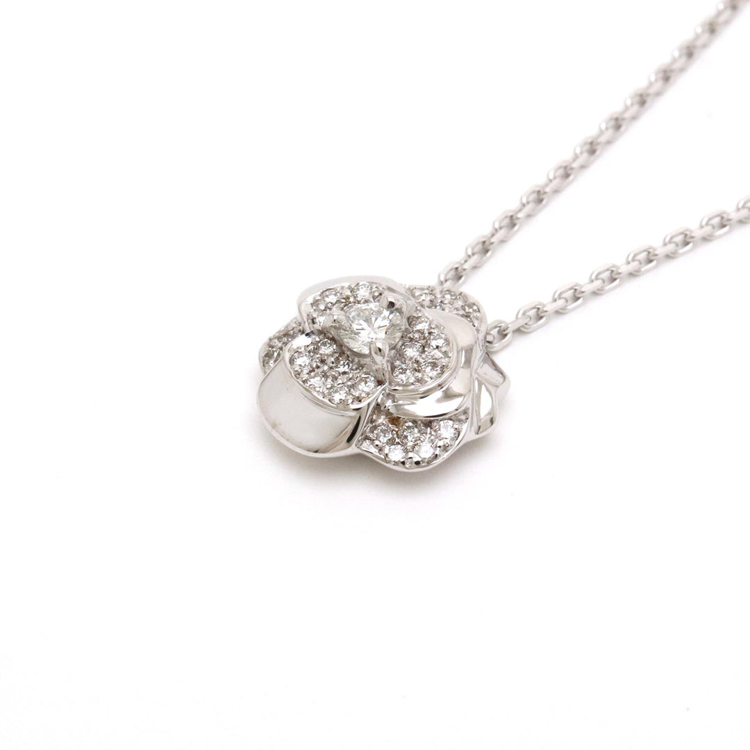 Top Quality Chanel Camellia Pave Necklace K18WG 750WG White Gold Diamond
