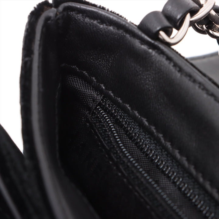 Top Quality Chanel Camelia Belbet X Leather Chain Shoulder Bag Black Silver G