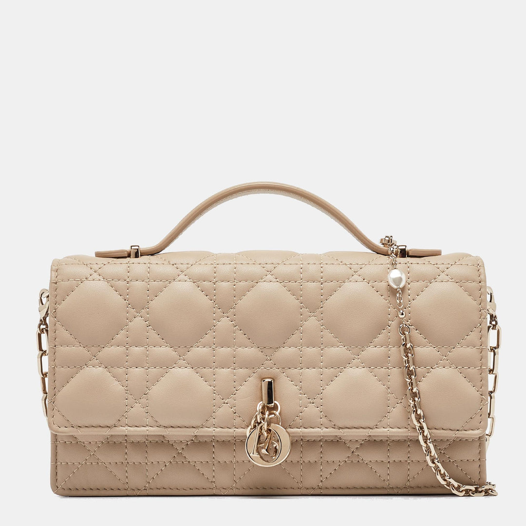 Top quality Dior Powder Beige Cannage Leather Mini My Top Handle Bag