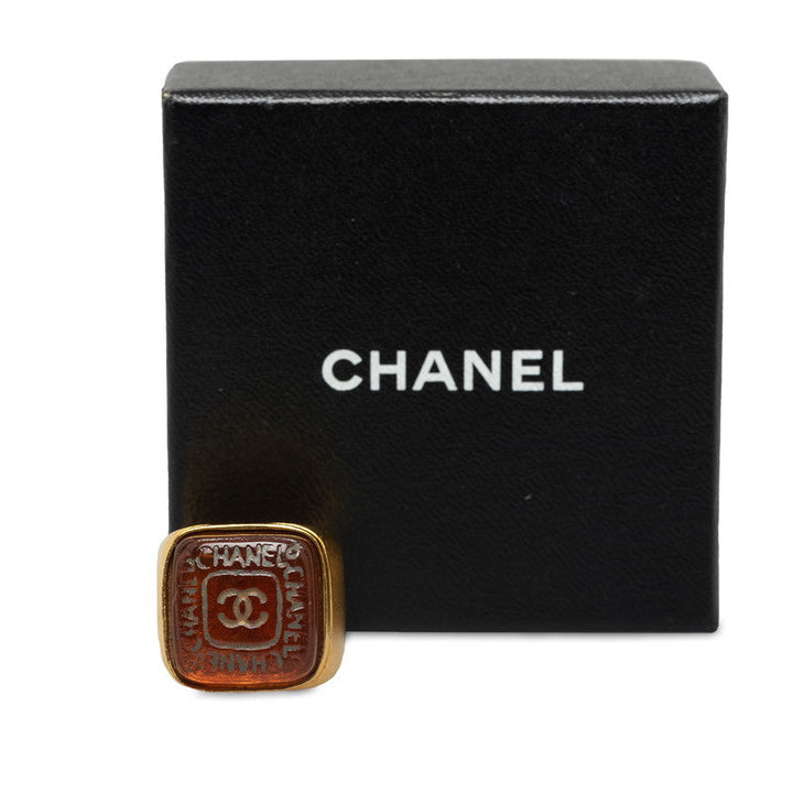 Top Quality Chanel Vintage Cocomark square ring gold brown clean makeup ladies Chanel